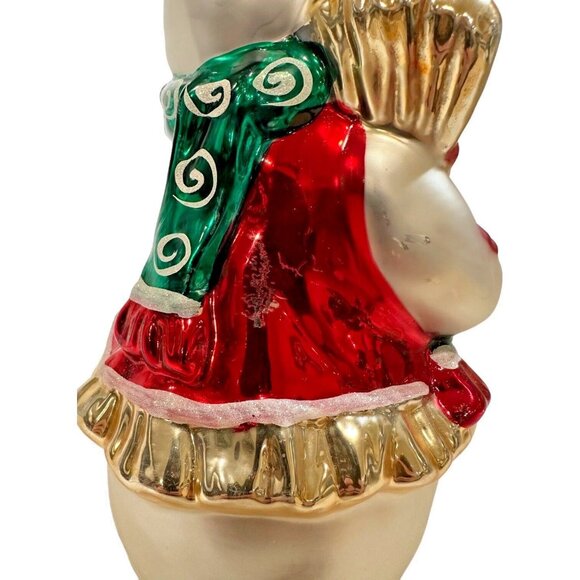 Kurt Adler Snowman Victorian Christmas Blown Glass Hat Bird Broom Glitter 12"T - Picture 11 of 15